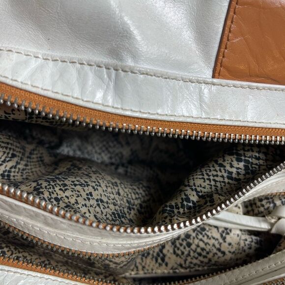 Steven by Steve Madden leather off white and tan satchel silver tone hardwares - Picture 11 of 15